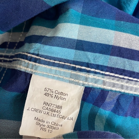 J. CREW Board Shorts Size 33 Mens Swimwear Blue Plaid Swim Trunks - Picture 8 of 8